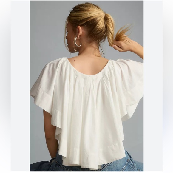 Maeve ANTHROPOLOGIE RUFFLED SWING SHIRT BLOUSE TOP Large - Picture 2 of 5